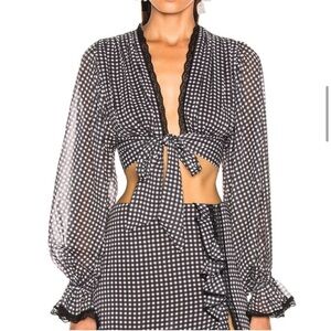 Jonathan Simkhai Gingham Front Tie Top